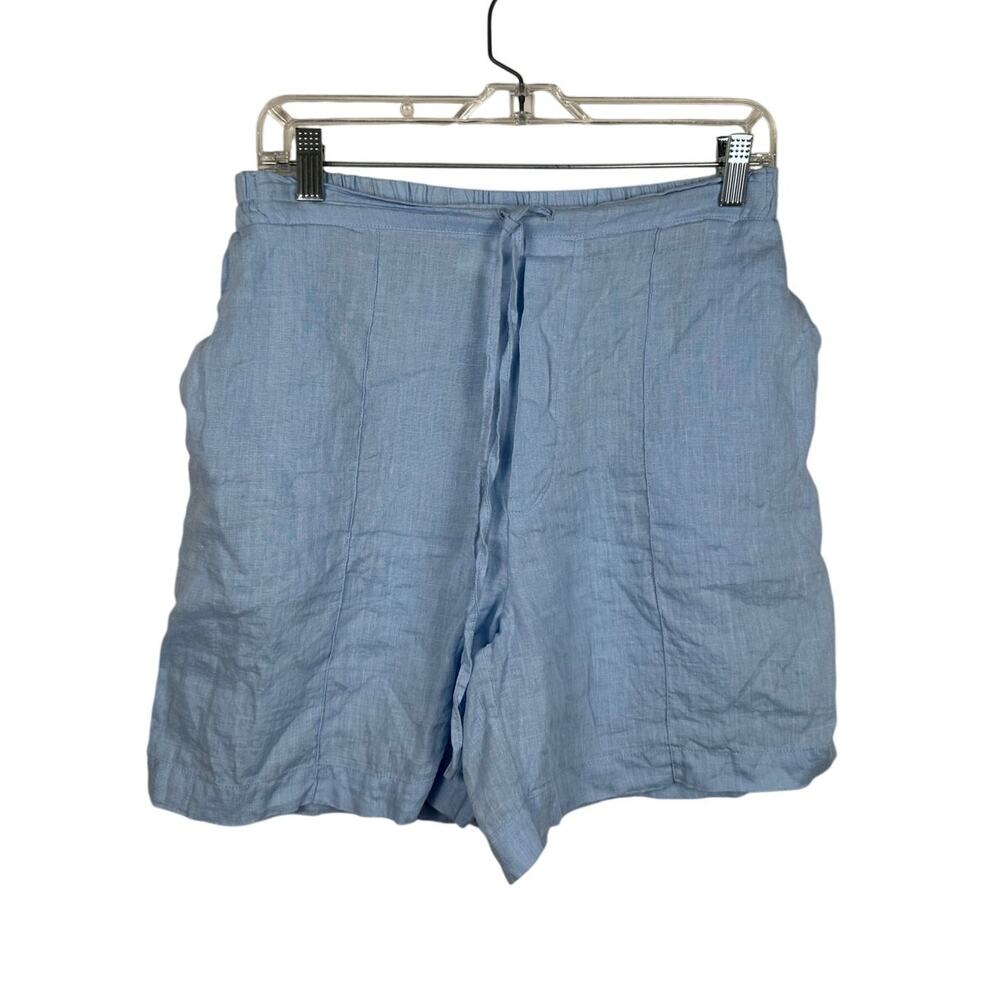 SLEEPER Linen Shorts Size Small Light Blue 5 Inch Inseam EUC Tie Waist